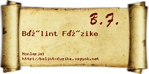 Bálint Füzike névjegykártya